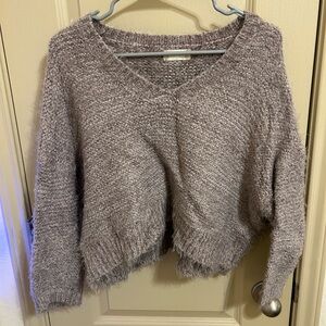 Altar'd State V-Neck Sweater - Soft Gray